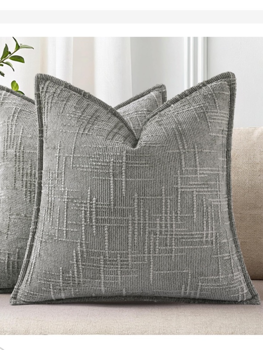 Modern Soft-Textured Slubby Thick Chenille Pillow Covers 16x16” (2-Pack)